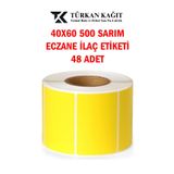 RULORULO 40x60 500lü Termal Eczane İlaç Tarif Etiketi Sarı Renk Küçük Koli 48 Adet