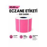 RULORULO 40x60 Pembe Renk Termal Eczane İlaç Tarif Etiketi 500’lü 1 Rulo