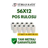 RULORULO 56x12 Termal Rulo - Yazarkasa Pos Rulosu 10 Paket 100 Adet
