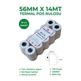 RULORULO 56x14 Termal Rulo Yazarkasa Pos Rulosu 1 Paket 10 Adet BPA Free