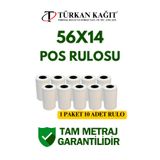 RULORULO 56x14 Termal Rulo - Yazarkasa Pos Rulosu 10 Paket 100 Adet