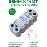 RULORULO 56X14 Termal Rulo - Yazarkasa Pos Rulosu 72 Paket 720 Adet 1 Koli