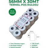 RULORULO 56x30 Termal Rulo - Yazarkasa Pos Rulosu 35 Paket 350 Adet 1 Koli