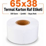 RULORULO 65X38 65X38 Termal Karton Raf Etiketi Çentikli 500 Sarım 1 Adet