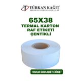 RULORULO 65x38 Termal Karton Raf Etiketi 500 Sarım Çentikli 1 Adet