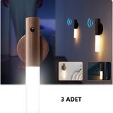 Rultech 3 Adet Şarjlı Kablosuz Sensörlü LED Aplik Şarjlı Harekete Duyarlı Dokoratif Duvar Lambası - 3200K - Gün Işığı