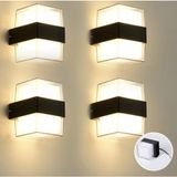 Rultech 4 Adet Duvar Lambası LED Işık 12W Su Geçirmez Duvar Aplik İç & Dış Mekan Aydınlatma Bahçe Teras Lamba Ledışık - 3000K - Gün Işığı