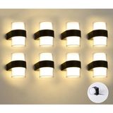 Rultech 8 Adet Duvar LED Lamba 12W Gün Işık 3200K Bahçe Teras Iç&dış Mekan Dekoratif LED Aplik Aydınlatma - 3200K - Gün Işığı