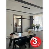 Rultech Lineer 120CM Siyah kasa Beyaz Işık 6500K Ledli Sarkıt Modern LED Avize, Salon, Mutfak, Masa Üstü Avize Aydınlatma