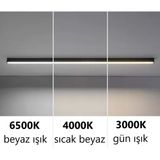 Rultech Lineer 60 cm Siyah Kasa Gün Işık 3000 K Ledli Sarkıt Modern Avize - Salon, Mutfak, Masa Üstü - Gün Işık (sarı) 3000K