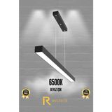 Rultech Lineer 80 cm Siyah Kasa Beyaz Işık 6500 K Ledli Sarkıt Modern Avize, Salon, Mutfak, Masa Üstü - Beyaz Işık 6500K