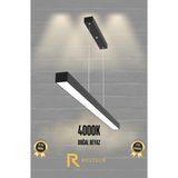 Rultech Lineer 80CM Siyah Kasa Sıcak Beyaz Işık 4000K Ledli Sarkıt Modern LED Avize, Salon, Mutfak, Masa Üstü