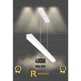 Rultech Lineer Sıcak Beyaz Işık 4000K 150CM Beyaz Kasa Ledli Sarkıt Modern Led, Salon, Mutfak, Masa Üstü Avize - 4000K - Doğal Beyaz