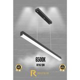 Rultech Magro 100CM ( Siyah Kasa,Beyaz Işık 6500K ) Sarkıt Modern LED Avize, Salon, Mutfak, Masa - SİYAH KASA
