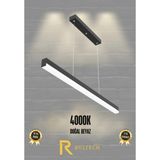 Rultech Magro 80CM ( Siyah Kasa, Sıcak Beyaz Işık 4000K ) Sarkıt Modern LED Avize, Salon, Mutfak, Masa - SİYAH KASA - Beyaz - Sarı