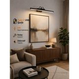 Rultech Sarjlı LED Flüt Resim Aplik | 6W | 3200K Gün Işığı | 35CM | Duvar Tipi Ayna/tablo Üstü Dekoratif Işık | IP20 Iç Mekan Kullanım (SİYAH KASA) - 0 - Siyah