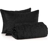 Rumija Home Luxury Siyah Ipek Kadife Yatak Örtüsü – Çift Kişilik 150X300 cm - Standart