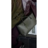 RumyaCollection Kadın Haki Örgü Desenli Büyük Tote Çanta Geniş Hacimli Günlük Omuz Çantası