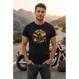 Run Wild Motorsiklet Baskılı Erkek Tişört Vintage Retro Tasarım Bisiklet Yaka - Siyah - XL