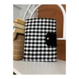 runa Siyah pötikare duck keten kitap&tablet kılıfı 22-28 cm ölçülerinde (isteğe göre büyük ve daha küçük dikilebilmektedir