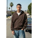 ruNadeS Kahverengi 3 Iplık Erkek Fermuarlı Kapşonlu Sweatshirt Hırka