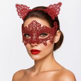 Runaway Kedi Kulaklı Taç ve Dantel Maske Parti Seti No 3