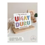 Runc Design Kişiye Özel İsimli Ahşap Bebek Puzzle - Standlı Montessori Ahşap İsimlik - Bebek Odası Eğitici Oyuncak & Dekoratif Hediyelik (8+ Harfli ve Çift İsim)