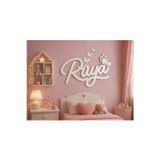 Runc Design Kişiye Özel İsimli Ahşap Duvar Dekorasyonu - Kelebek Detaylı Çocuk Ve Bebek Odası Duvar Süsü - Ahşap İsimlik