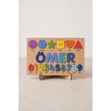 Runc Design Kişiye Özel İsimli Ahşap Eğitici Puzzle | Montessori Oyuncak | Harf Rakam Şekil Öğreten Çocuk Puzzle