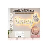 Runc Design Kişiye Özel LED Işıklı Ahşap İsimlik – Kız Çocuk Odası Duvar Dekoru – 3D Gece Lambası-Tek İsim