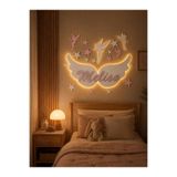 Runc Design Melek Kanadı Temalı Kız Çocuk Odası Duvar Dekoru - Kişiye Özel İsimli Ledli Çocuk Odası Gece Lambası Duvar Süsü