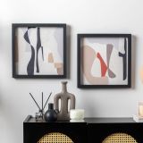 Rune İkili Traverten Dokulu Tablo, 40X40
