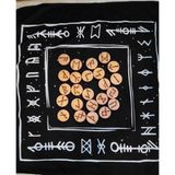 Rune Semboli Taşları Dişbudak Ağacı Run Taşları Örtüsü Sunak Nordic Runes Örtüsü Sunağı ve Taşları Seti - 1 Adet