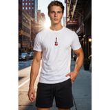 RunGear Up Erkek Gitar Nakışlı Beyaz %100 Pamuk Tişört Regular Fit - Müzik Enstrümanı Desen Nakışlı Basic Yazlık Beyaz T-shirt - Müzik Temalı Hediye Tişört