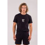 RunGear Up Jaguar Desenli Erkek Siyah Tişört - %100 Pamuk Regular Fit Premium Nakışlı Basic Spor Casual T-Shirt - Standart Kesim Hayvan Desenli Siyah Tişört
