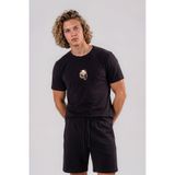 RunGear Up Panda Desenli Erkek Tişört %100 Pamuk Siyah Regular Fit Spor Basic T-Shirt - Minimal Hayvan Desenli Standart Kesim Casual Siyah Tişört