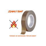 RuniqueHome Yüksek Isı Dayanımlı Yapışkanlı Teflon Bant 25mmx10mt