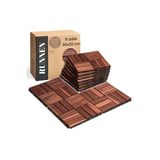 Runnen Akasya Ağacı Yer Karosu 9 Adet Bahçe Banyo Deck Ahşap Karo Masif Yer Döşemesi Balkon Deck
