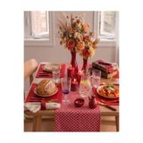Runner & Amerikan Servisi Kumaş 4+1 Adet Kırmızı Amerikan Servis+ Desenli Runner Set Kırmızı 165 x 35