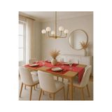 Runner & Amerikan Servisi Kumaş 4+1 Adet Kırmızı Amerikan Servis+ Kırmızı Desenli Runner Set Kırmızı 50 x 150