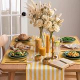 Runner & Amerikan Servisi Kumaş 4+1 Adet Sarı Amerikan Servis+ Çizgili Runner Set