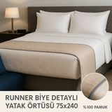 Runner Otel Yatak Örtüsü 75X240 cm – Şık Görünüm ve Dayanıklı Kumaş %100 Pamuk - 75 x 240 cm - Kahverengi - Gri