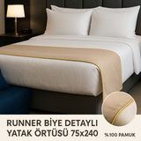 Runner Otel Yatak Örtüsü 75X240 cm – Şık Görünüm ve Dayanıklı Kumaş %100 Pamuk - 75 x 240 cm - Kahverengi - Sarı