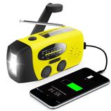 RunningSnail Acil Durum için LED El Feneri ile Acil Durum El Krank Radyosu, AM/FM Taşınabilir Hava Durumu Radyosu, 2000mAh Güç Bankası Telefon Şarj Cihazı, USB Şarjlı ve Kamp için Güneş Enerjisi, Acil Durum (Sarı)