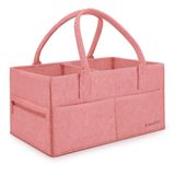 Runsabay - Yenidoğan Bebek Temelleri için Bebek Bezi Caddy Düzenleyici, Yeni Doğan Bebek Olması Gerekenler, Bebek Bezi ve Mendil için Araba Sepeti, Saplı Bebek Sepeti (Pembe, Large)