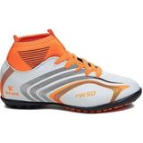 RUNSTEP Çocuk Çoraplı Halı Saha Futbol Ayakkabısı - Beyaz - Turuncu