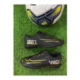 RUNSTEP Çocuk Genç Yetişkin Erkek Siyah Altın Bağcıklı Halı Saha Futbol Ayakkabısı