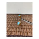 Rupen Kraft Gerçek Titanium G23 Çift Turkuaz Taş Top 5/8mm x 10mm x 1.6mm Altın Titanyum Göbek Piercing