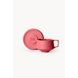 RUQ Ceramics Lumière Cherry Duble Türk Kahvesi Fincanı – Limoges Fransız Porseleni, 120 ml