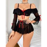 Ruselin Siyah Etek Bustiyer Sexy Gecelik Takım
